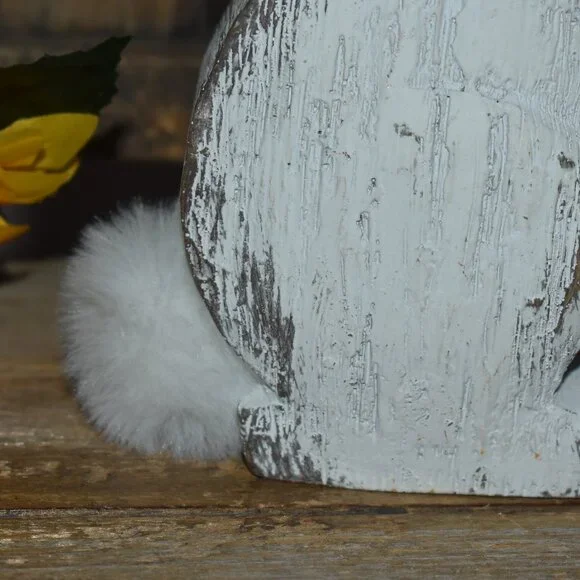 Distressed Shabby Whitewash Bunny Rabbit Rustic Cottage Farmhouse Spring Decor - Picture 4 of 11